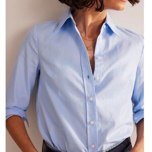Boden Women’s Sienna Cotton Shirt Blue Oxford Minimalist Button Down sz 8